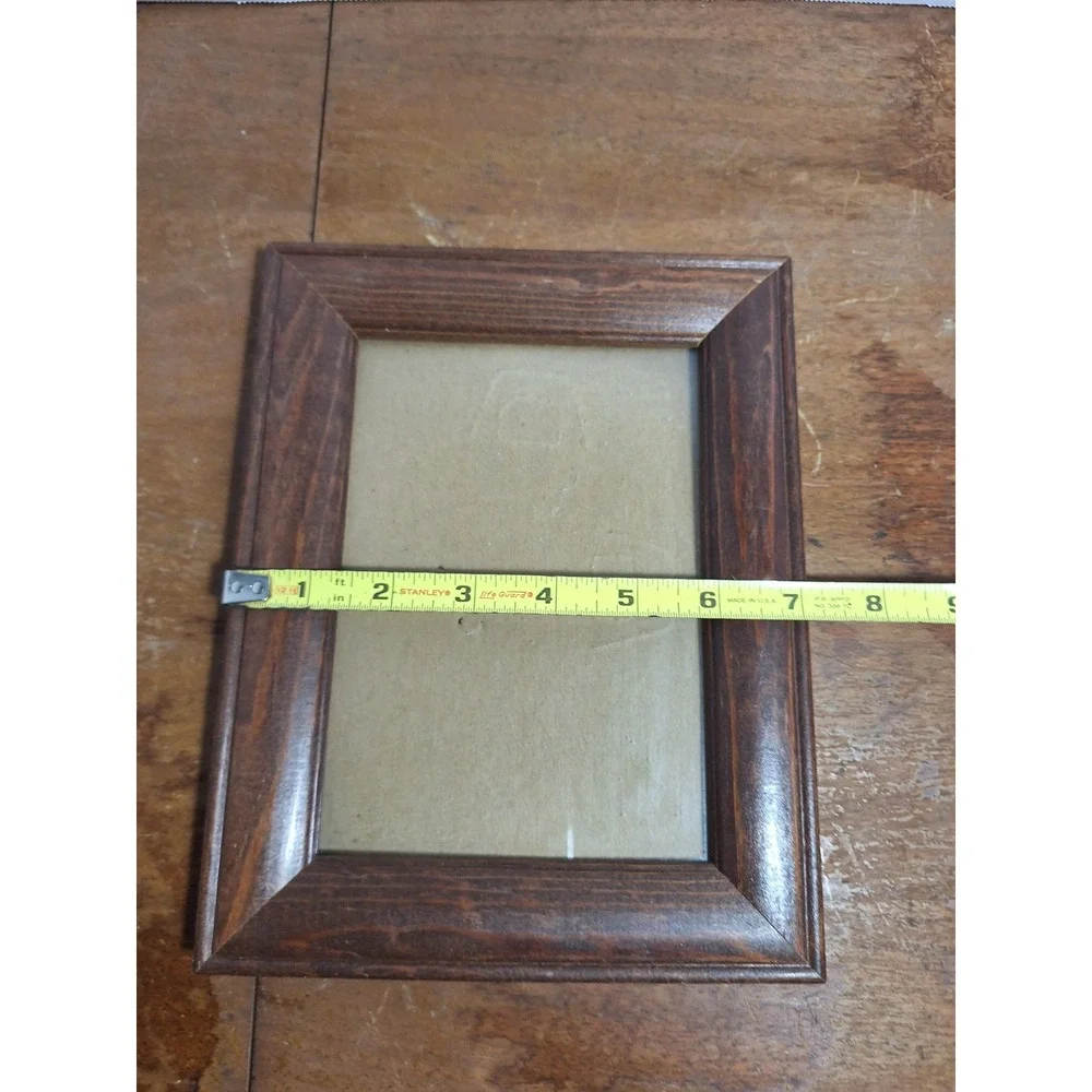 Vintage Dark Brown Wood Picture Frame 5x7 Tabletop Easel Back Glass Front
